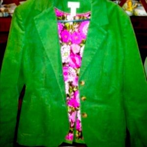 Lilly Pulitzer rare corduroy green blazer